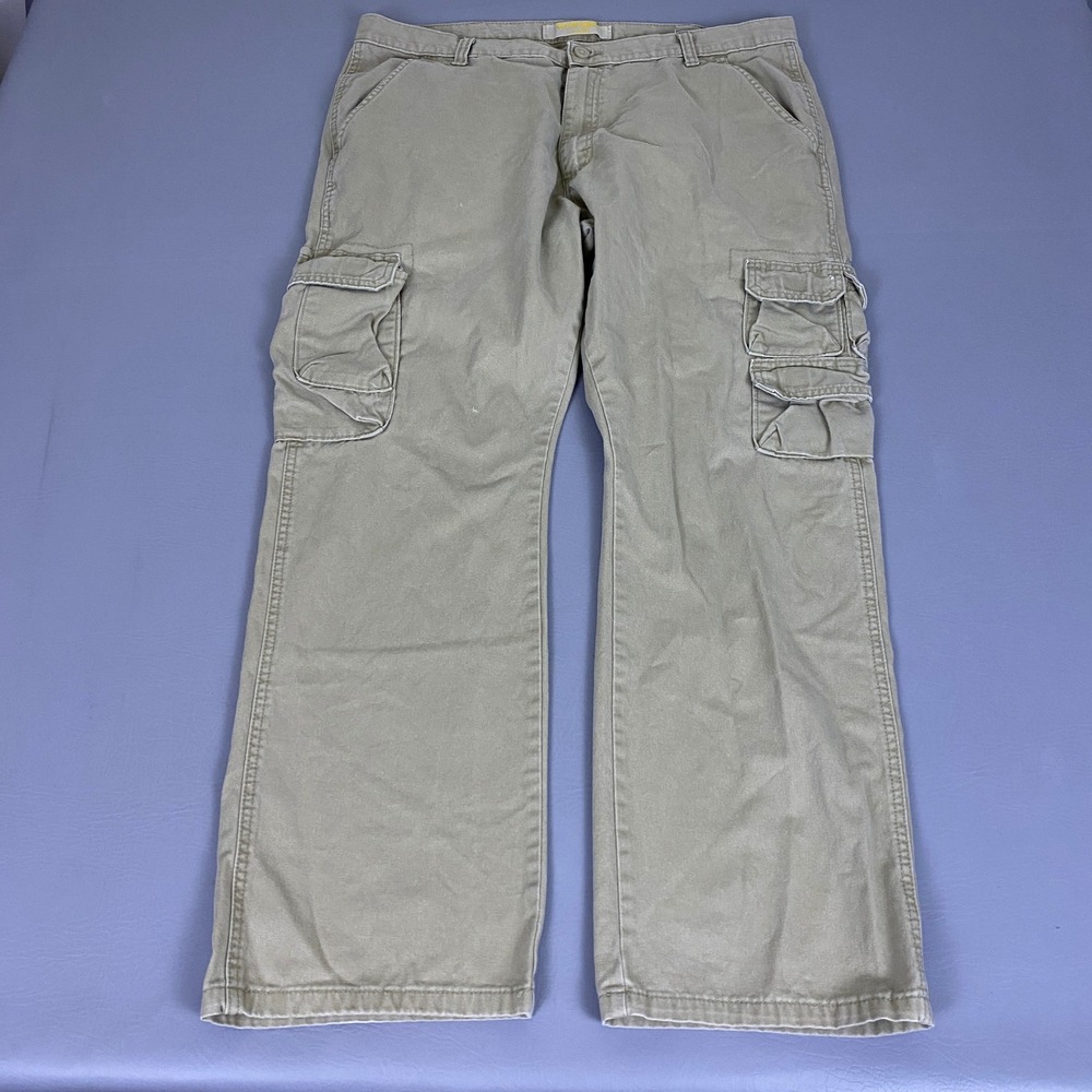 Wrangler Cargo Pants Men's Size 38x30 Khaki Tan Cotton Straight Leg Utility